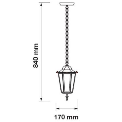 Ulkokattokruunu ketjulla 1xE27/40W/230V IP44 valkoinen