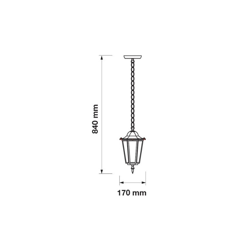 Ulkokattokruunu ketjulla 1xE27/40W/230V IP44 valkoinen