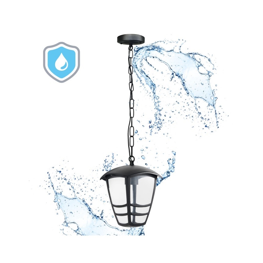 Ulkokattokruunu ketjulla TEVIO 1xE27/60W/230V IP54 musta