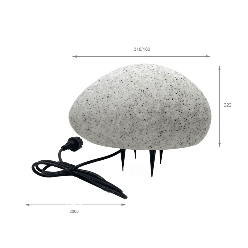 Ulkokäyttöinen koristevalaisin LUMISTONE 1xE27/15W/230V IP65, halkaisija 31,8 cm