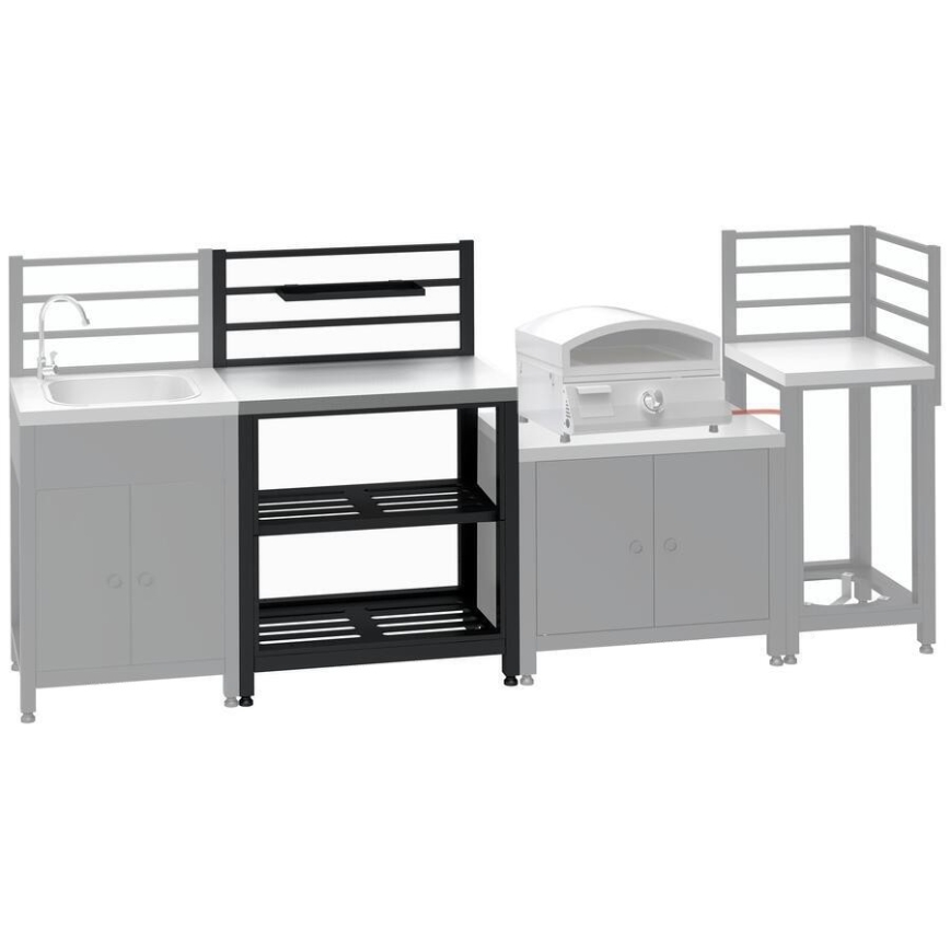 Ulkokäyttöinen moduulipöytä 80x47x123 cm, musta/ruostumaton teräs