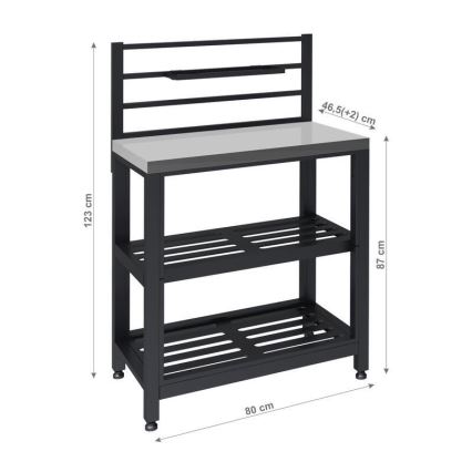 Ulkokäyttöinen moduulipöytä 80x47x123 cm, musta/ruostumaton teräs