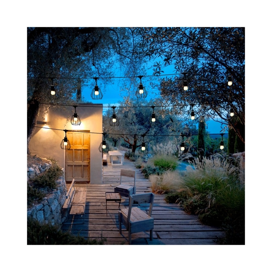 Ulkokäyttöön suunniteltu koristevalosarja CRETE 15xE27/230V 20m IP44