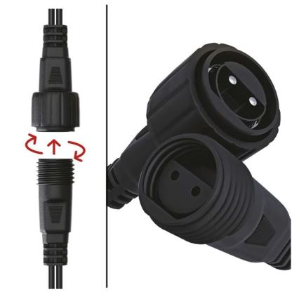 Ulkokäyttöön tarkoitettu haaroituskaapeli liitäntäketjuille 0,5 m IP44