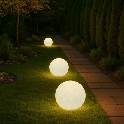 Ulkokäyttöön tarkoitettu koristevalaisin LUMISTONE 1xE27/15W/230V IP65 halkaisija 38 cm