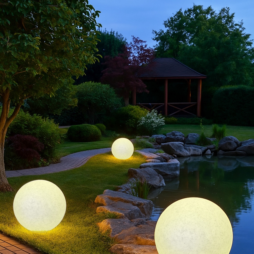 Ulkokäyttöön tarkoitettu koristevalaisin LUMISTONE 1xE27/15W/230V IP65 halkaisija 38 cm