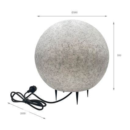 Ulkokäyttöön tarkoitettu koristevalaisin LUMISTONE 1xE27/15W/230V IP65 halkaisija 38 cm
