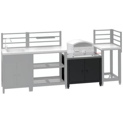 Ulkokäyttöön tarkoitettu moduulikaappi grillin alle 80x47x69 cm, musta/ruostumaton teräs