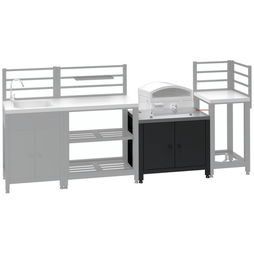 Ulkokäyttöön tarkoitettu moduulikaappi grillin alle 80x47x69 cm, musta/ruostumaton teräs