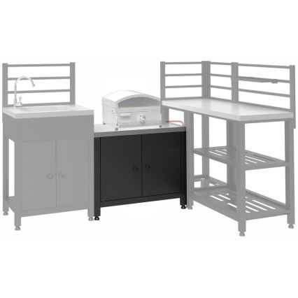 Ulkokäyttöön tarkoitettu moduulikaappi grillin alle 80x47x69 cm, musta/ruostumaton teräs