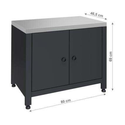 Ulkokäyttöön tarkoitettu moduulikaappi grillin alle 80x47x69 cm, musta/ruostumaton teräs