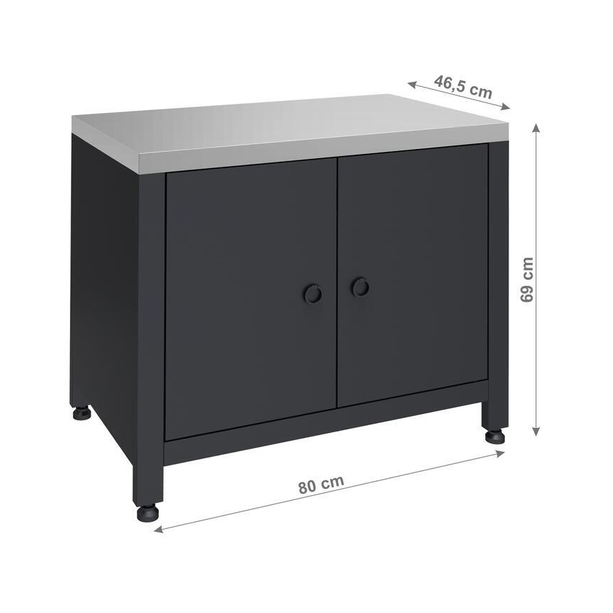 Ulkokäyttöön tarkoitettu moduulikaappi grillin alle 80x47x69 cm, musta/ruostumaton teräs