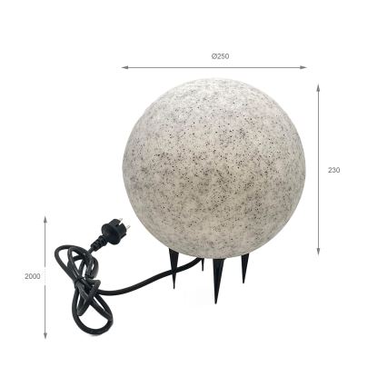 Ulkokoristevalaisin LUMISTONE 1xE27/15W/230V IP65 Ø 25 cm