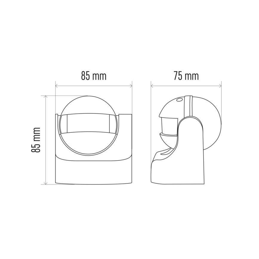 Ulkoliikennanturi PIR B 180° 1200W/230V IP44 musta