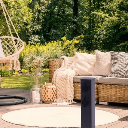 Ulkopistorasiapylväs 2Z SCHUKO 230V IP44 40 cm musta