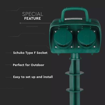 Ulkopistorasiapylväs SCHUKO 4Z 230V IP44