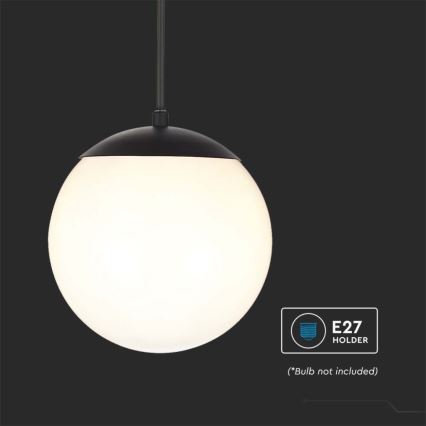 Ulkoriippuvalaisin kaapelilla 1xE27/60W/230V Ø 20 cm IP44 musta