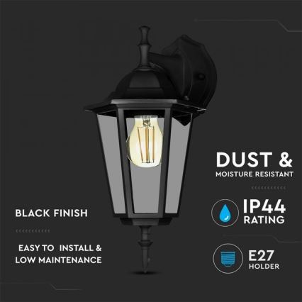 Ulkoseinävalaisin 1xE27/40W/230V IP44 musta