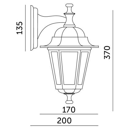 Ulkoseinävalaisin 1xE27 / 60W / 230V IP44 musta