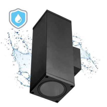 Ulkoseinävalaisin 2xGU10/35W/230V IP54 kulmikas musta