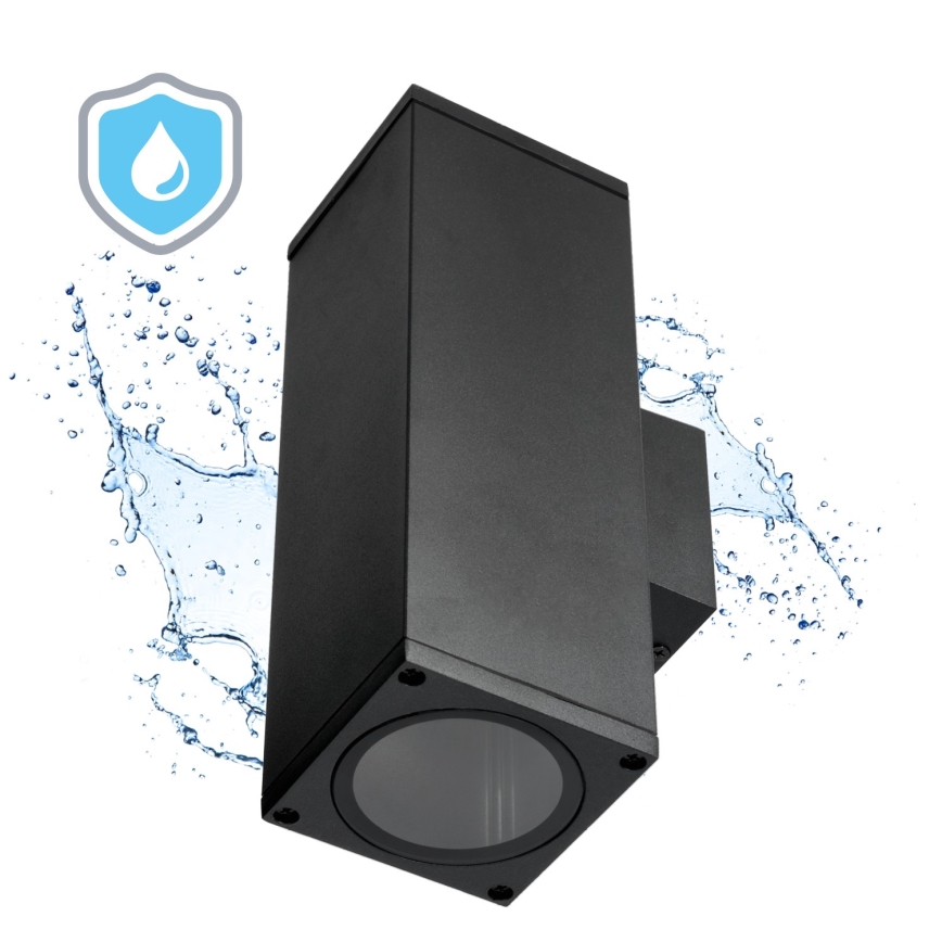 Ulkoseinävalaisin 2xGU10/35W/230V IP54 kulmikas musta