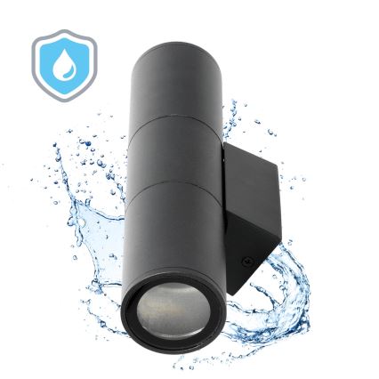 Ulkoseinävalaisin 2xGU10/35W/230V IP54 pyöreä musta