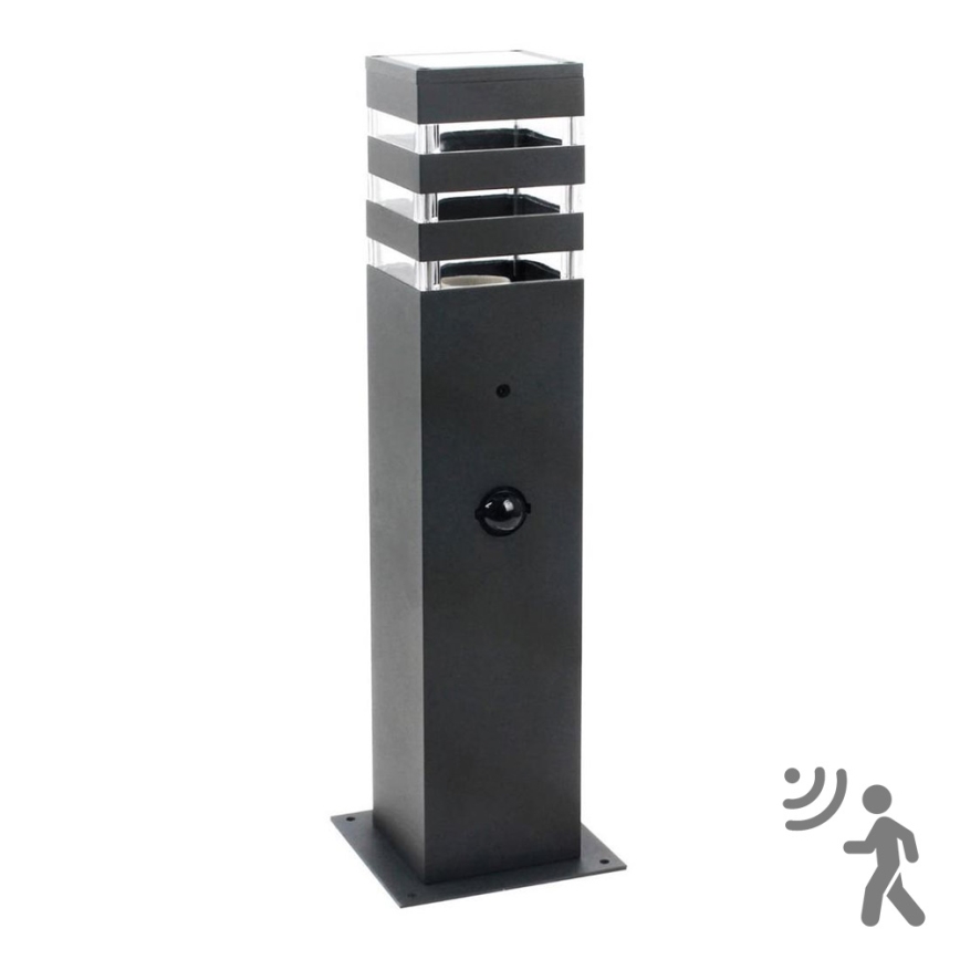 Ulkoseinävalaisin anturilla TEKSAS 1xE27/12W/230V IP44 44 cm antrasiitti