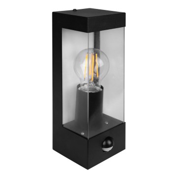 Ulkoseinävalaisin liike- ja hämärätunnistimella, 1xE27/15W/230V, IP44, musta