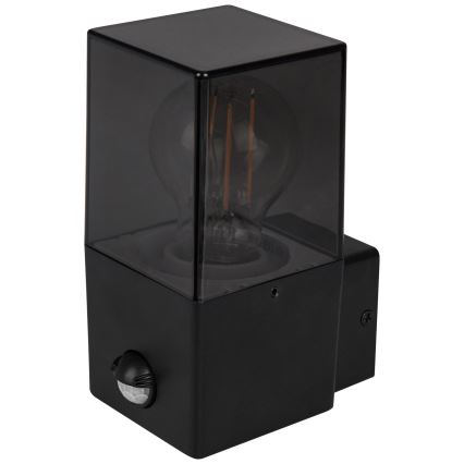 Ulkoseinävalaisin liike- ja hämäräanturilla 1xE27/40W/230V IP44 musta/savunharmaa
