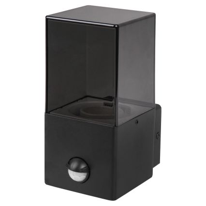 Ulkoseinävalaisin liike- ja hämäräanturilla 1xE27/40W/230V IP44 musta/savunharmaa
