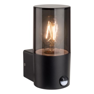 Ulkoseinävalaisin liiketunnistimella ja hämäräkytkimellä 1xE27/40W/230V IP44 musta/savunharmaa