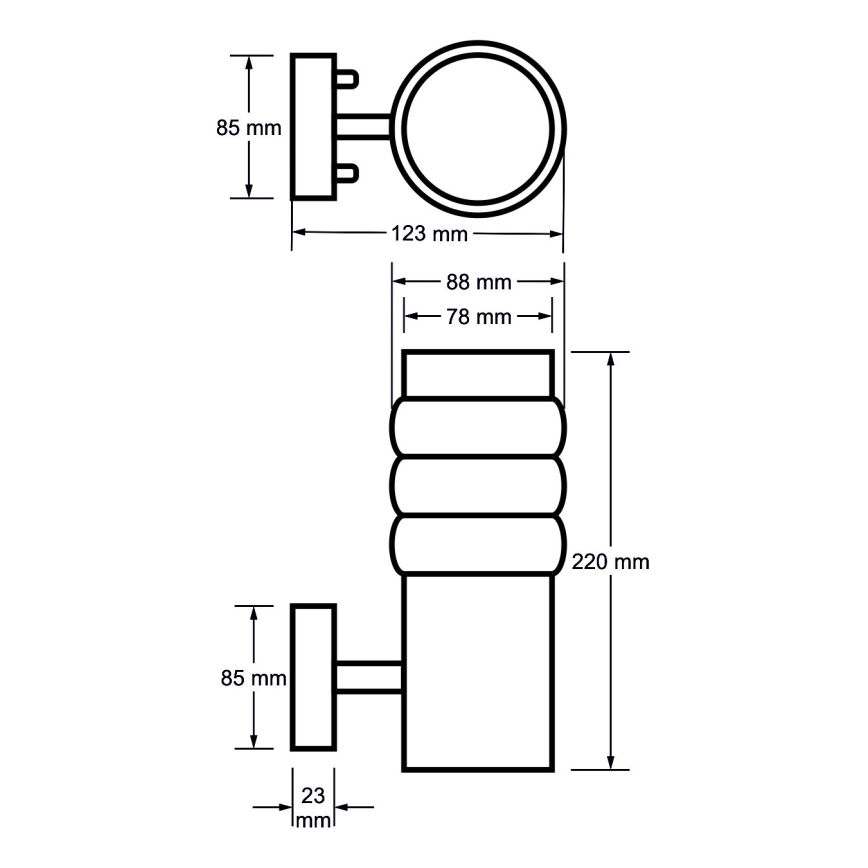Ulkoseinävalaisin LULA BIS 1xE27/60W/230V IP44 ruostumaton teräs