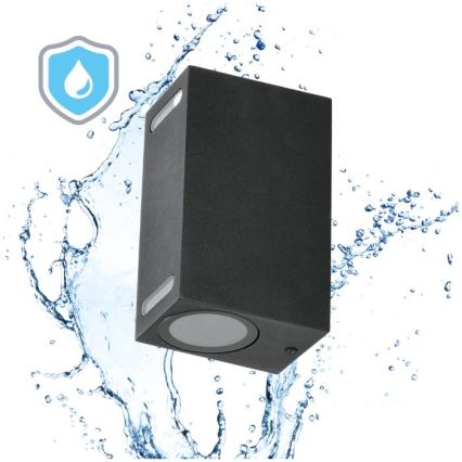 Ulkoseinävalaisin QUERK 2xGU10/35W/230V IP54 15 cm musta