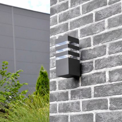 Ulkoseinävalaisin TEKSAS 1xE27/12W/230V IP44 antrasiitti