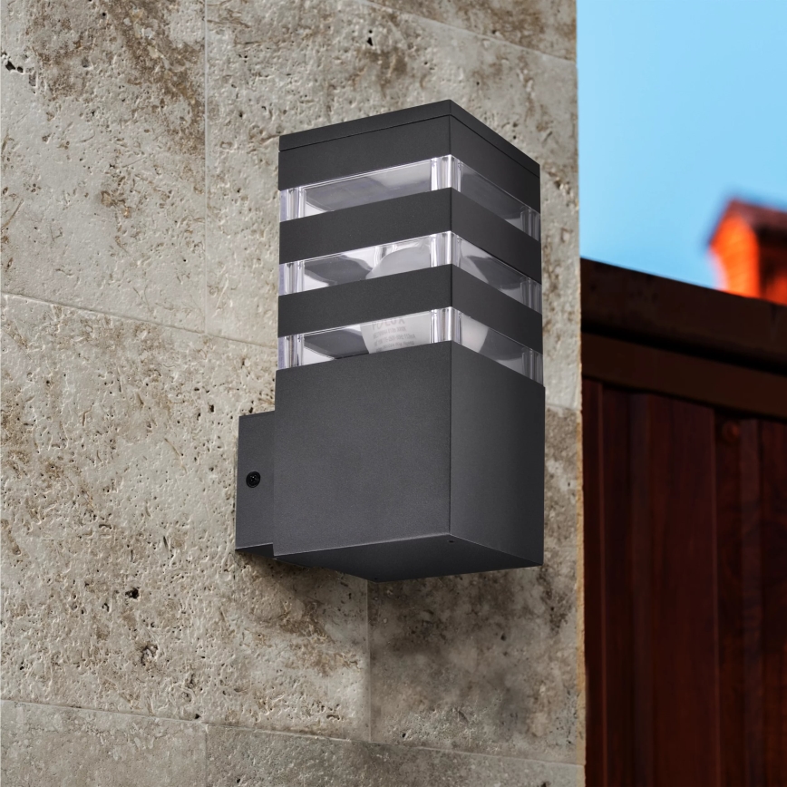 Ulkoseinävalaisin TEKSAS 1xE27/12W/230V IP44 antrasiitti