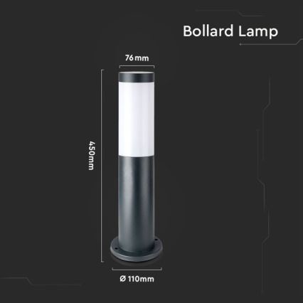 Ulkovalaisin 1xE27 / 60W / 230V IP44 45cm harmaa