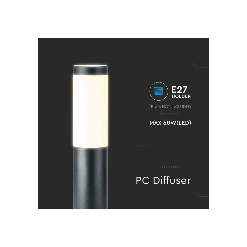 Ulkovalaisin 1xE27 / 60W / 230V IP44 80cm musta