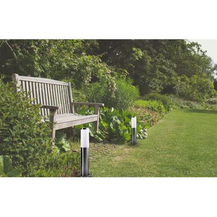 Ulkovalaisin LIVIA 1xE27/10W/230V 45 cm IP44 hopeanvärinen