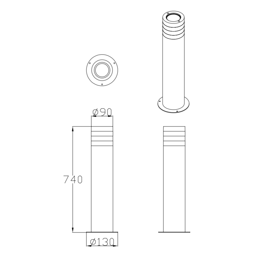 Ulkovalaisin RINO 1xE27/12W/230V IP54 74 cm musta