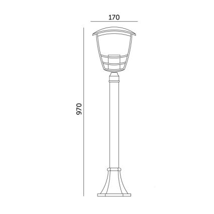 Ulkovalaisin TEVIO 1xE27/60W/230V IP54 97 cm musta