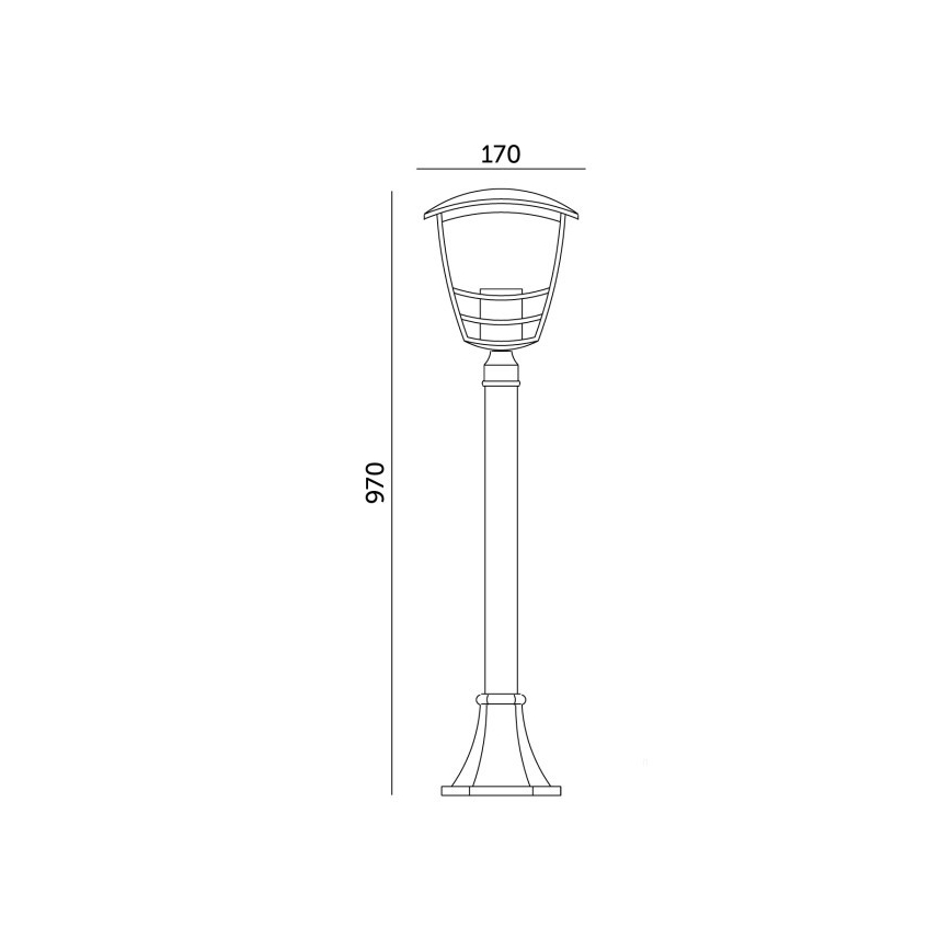 Ulkovalaisin TEVIO 1xE27/60W/230V IP54 97 cm musta