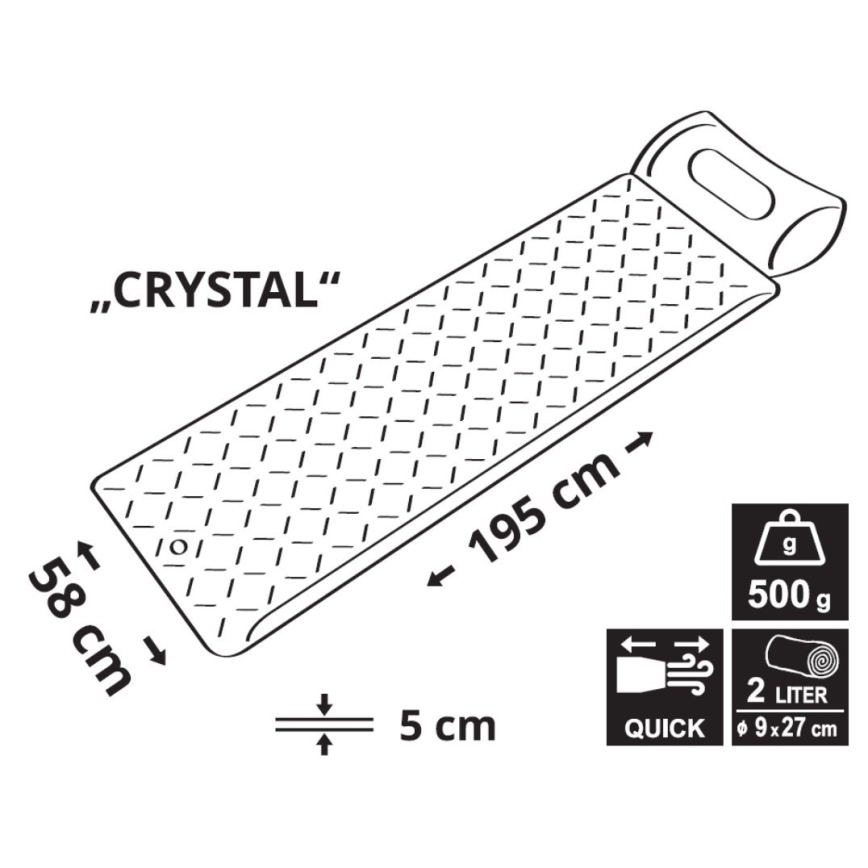 Ultrakevyt puhallettava retkeilymatto 500 g harmaa
