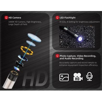 Uni-T - Boroskooppi 3,7 V 3000 mAh IP67 3 m