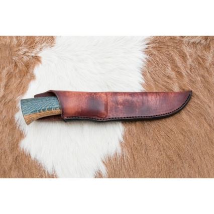 Uniikki Damascus-veitsi 12,7 cm tammi/eebenpuu