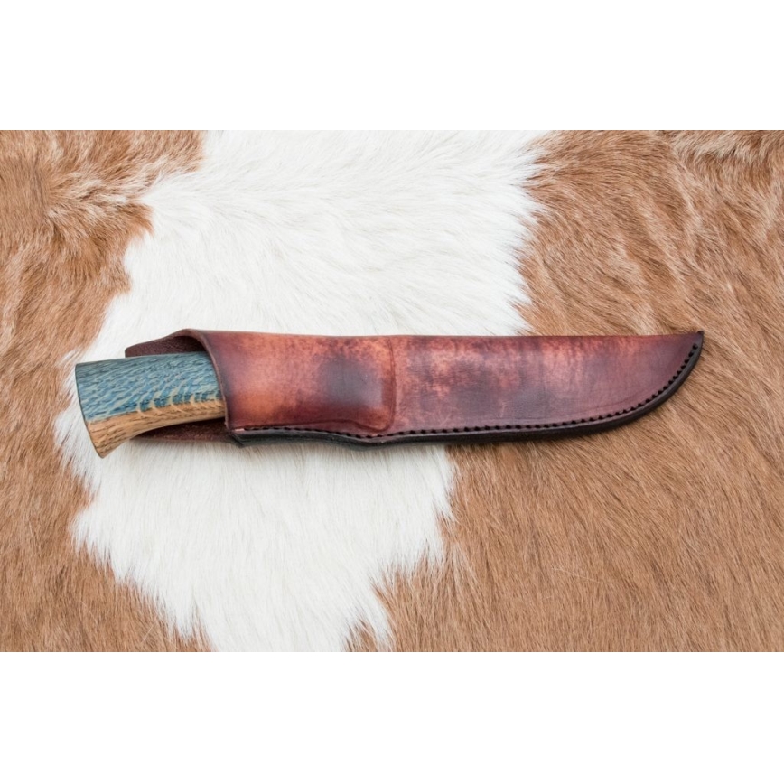 Uniikki Damascus-veitsi 12,7 cm tammi/eebenpuu