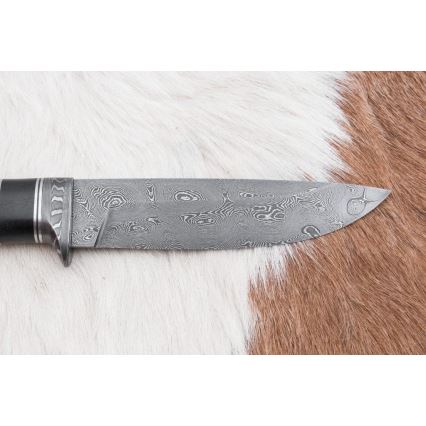 Uniikki Damascus-veitsi 12,7 cm tammi/eebenpuu