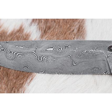 Uniikki Damascus-veitsi 12,7 cm tammi/eebenpuu