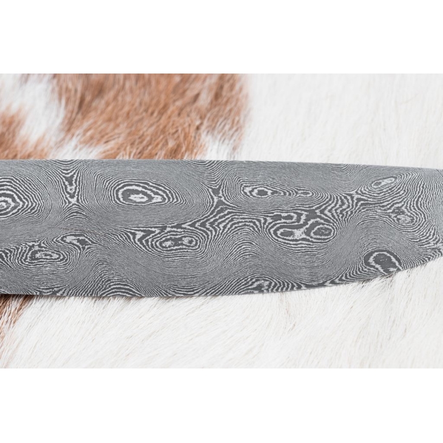 Uniikki Damascus-veitsi 12,7 cm tammi/eebenpuu