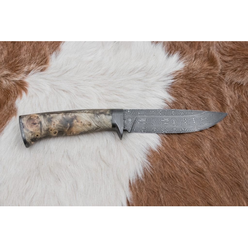 Uniikki Damascus-veitsi 13 cm kastanjapuu