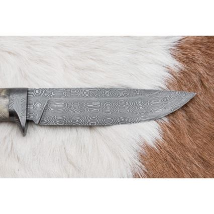 Uniikki Damascus-veitsi 13 cm kastanjapuu